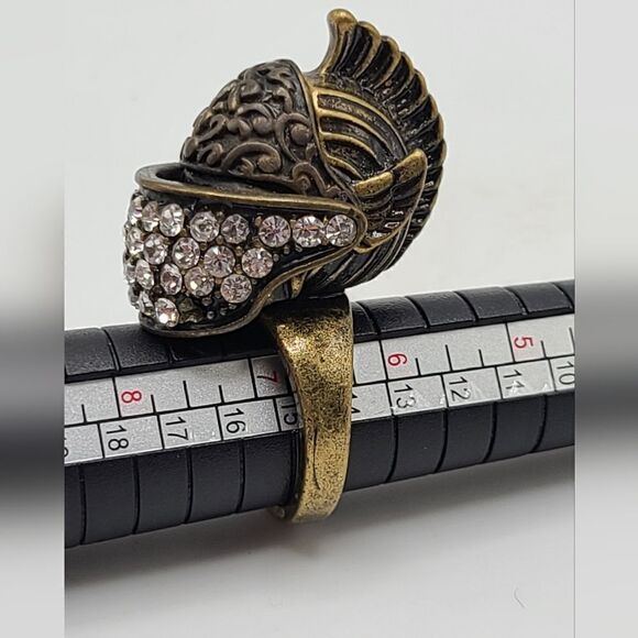 Brass Skull Spartan ring, biker  or goth vibes, size 7 - Picture 5 of 5